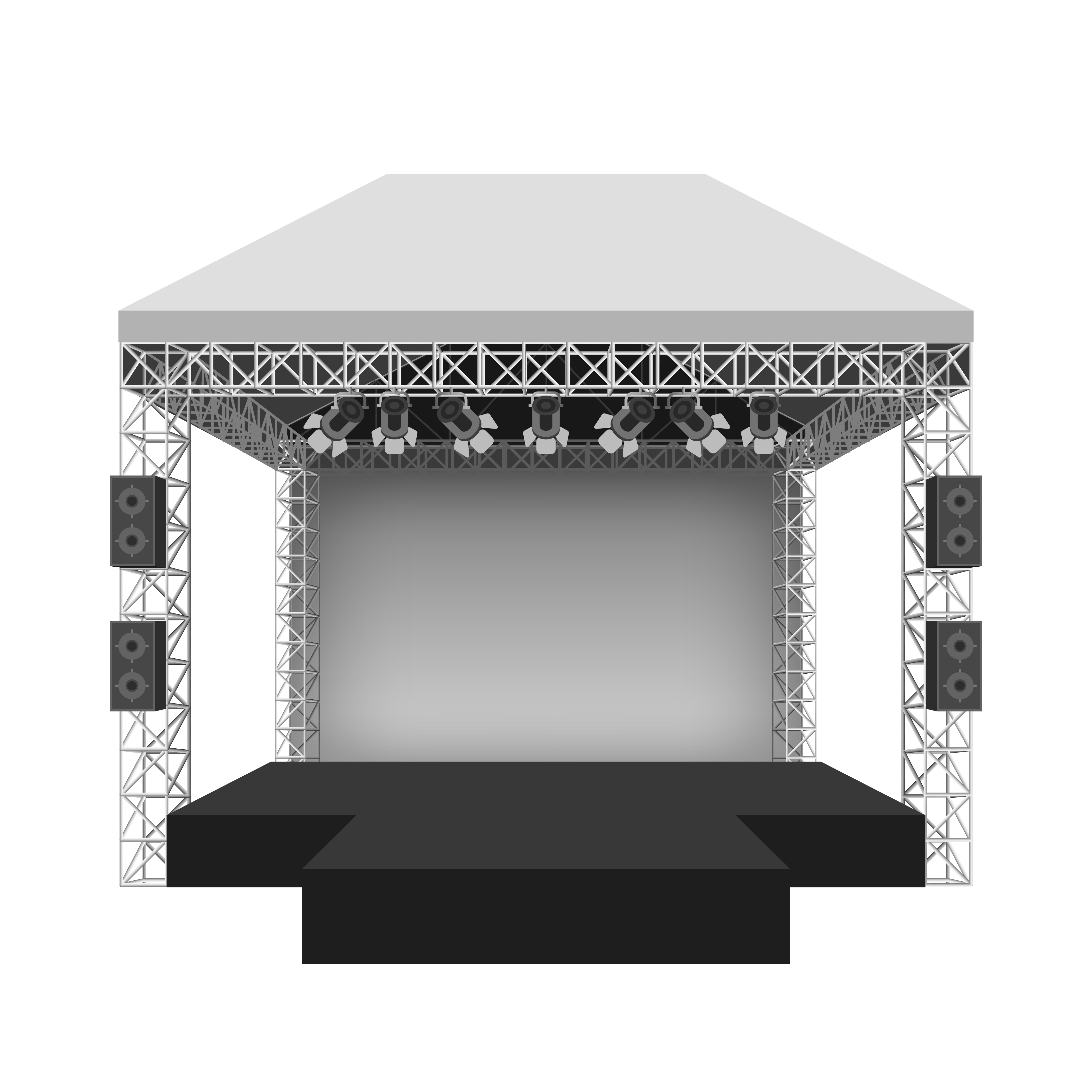 Podium concert stage. Performance show entertainment, scene and event. Vector illustration